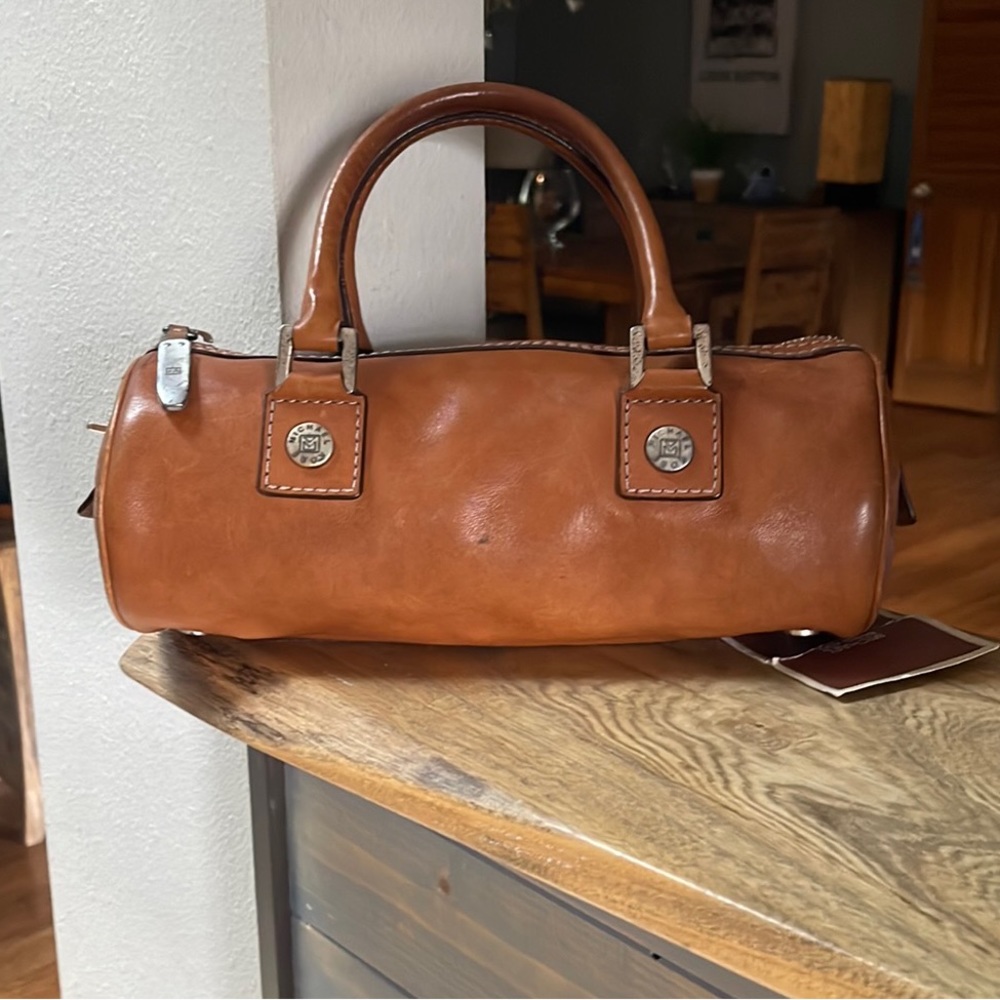 Vintage Michael Kors Tan Leather Barrel Satchel